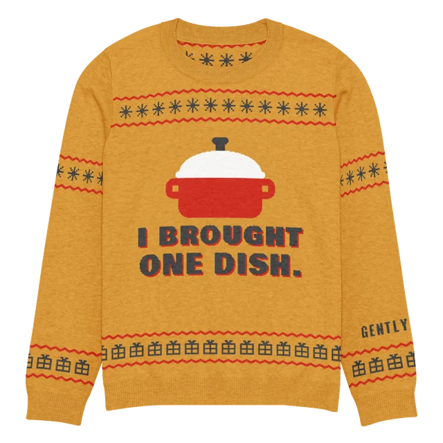 I Brought One Dish knit sweater, front