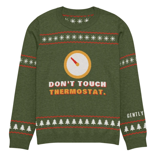 Don't Touch the Thermostat knit sweater, front