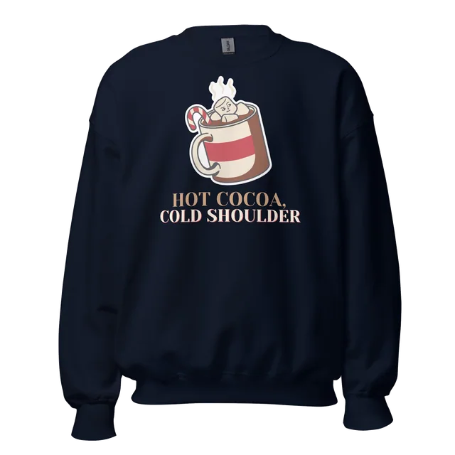 Hot Cocoa, Cold Shoulder sweatshirt in navy