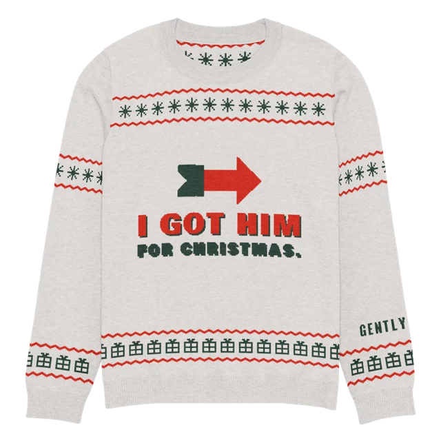 I Got Him for Christmas knit sweater, front