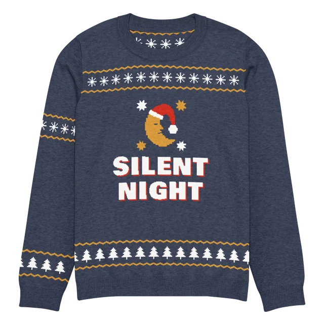 Silent Night, I'm Begging You knit sweater, front