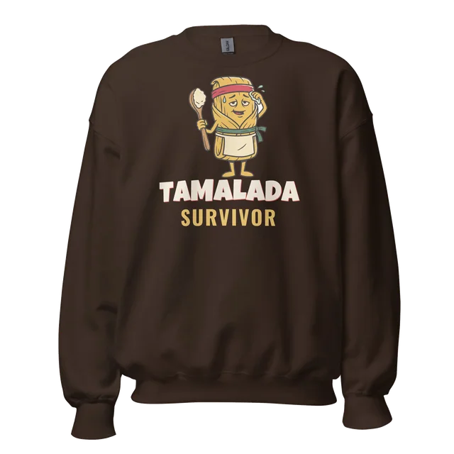 Tamalada Survivor sweatshirt in dark chocolate